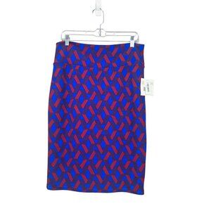 LuLaRoe Cassie Women's Burgundy & Blue Skirt